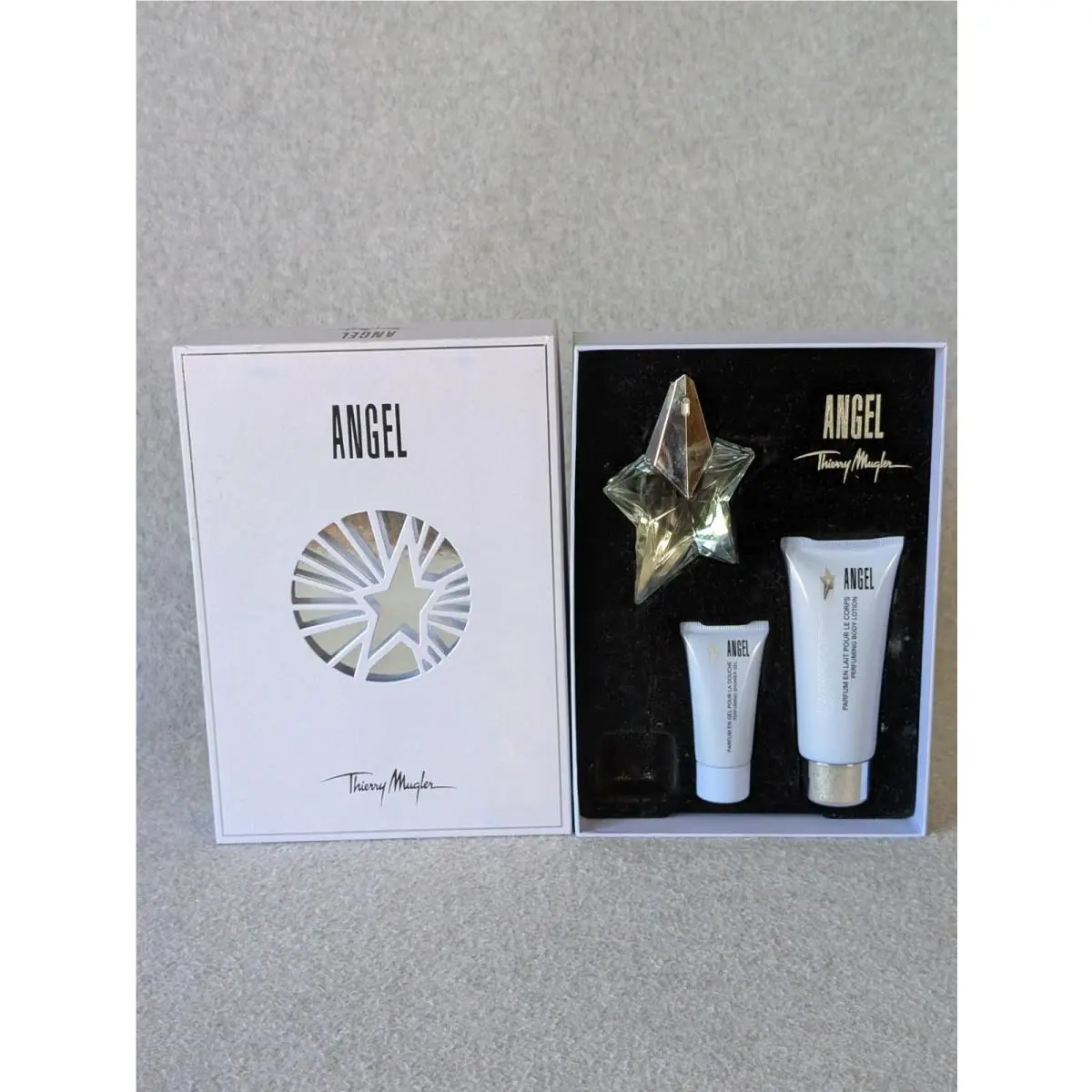 Y2K Thierry  Angel 3pc Gift Set - 0.8 oz Edp Spray Body Lotion Shower Gel by Mugler