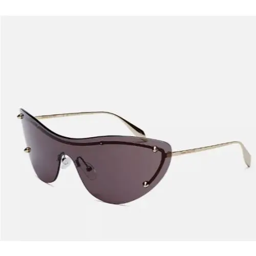 Alexander Mcqueen Studded Cat Eye Shield Sunglasses AM0413S - Gold -new w/ Case by Alexander McQueen