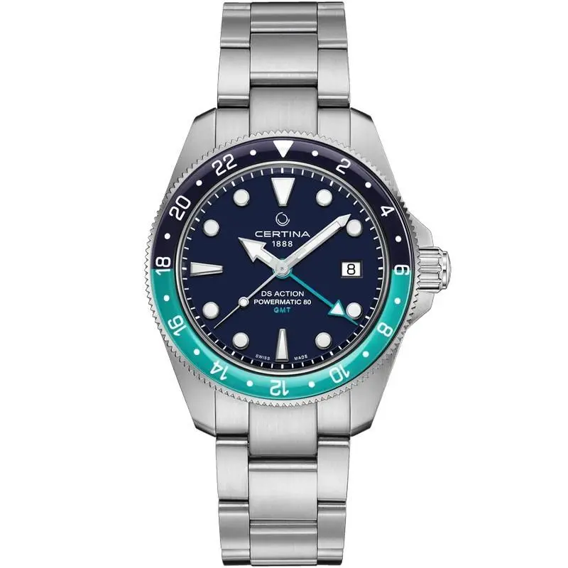 Certina DS Action Gmt Powermatic 80 41mm Blue Dial Men`s Watch C0329291104101