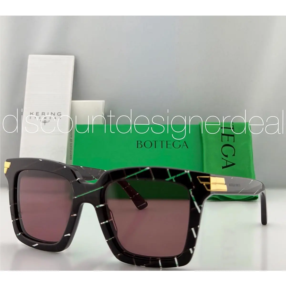 Bottega Veneta Square Sunglasses BV1005S 009 Transparent Burgundy Pink 53mm