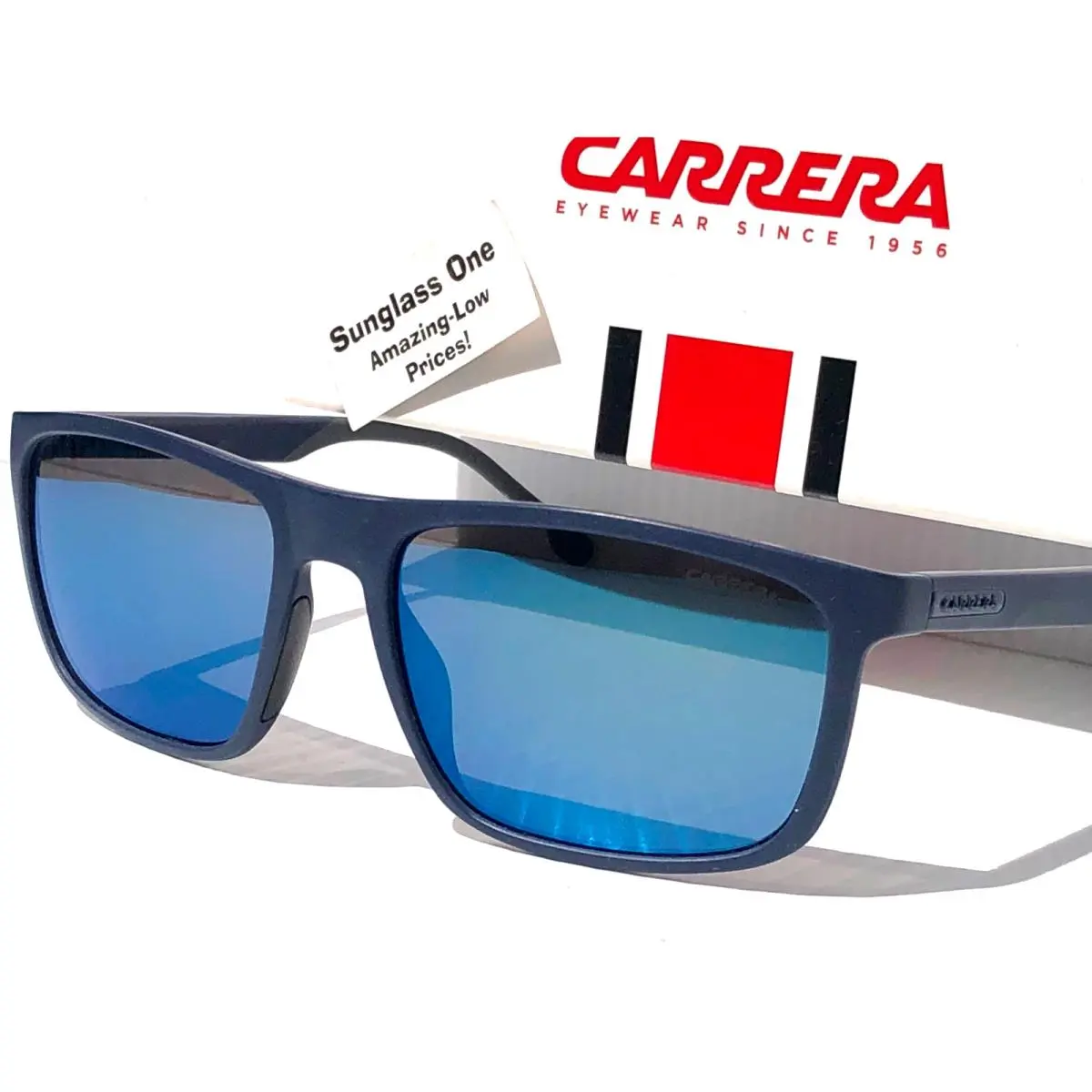 Carrera Matte Blue Frame Blue Mirror Lens Sunglass 8047/S Pjpxt