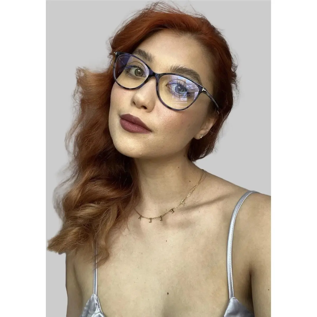 Tom Ford Blue Light Protection Purple 54mm Cat Eye Women`s Eyeglasses Frame