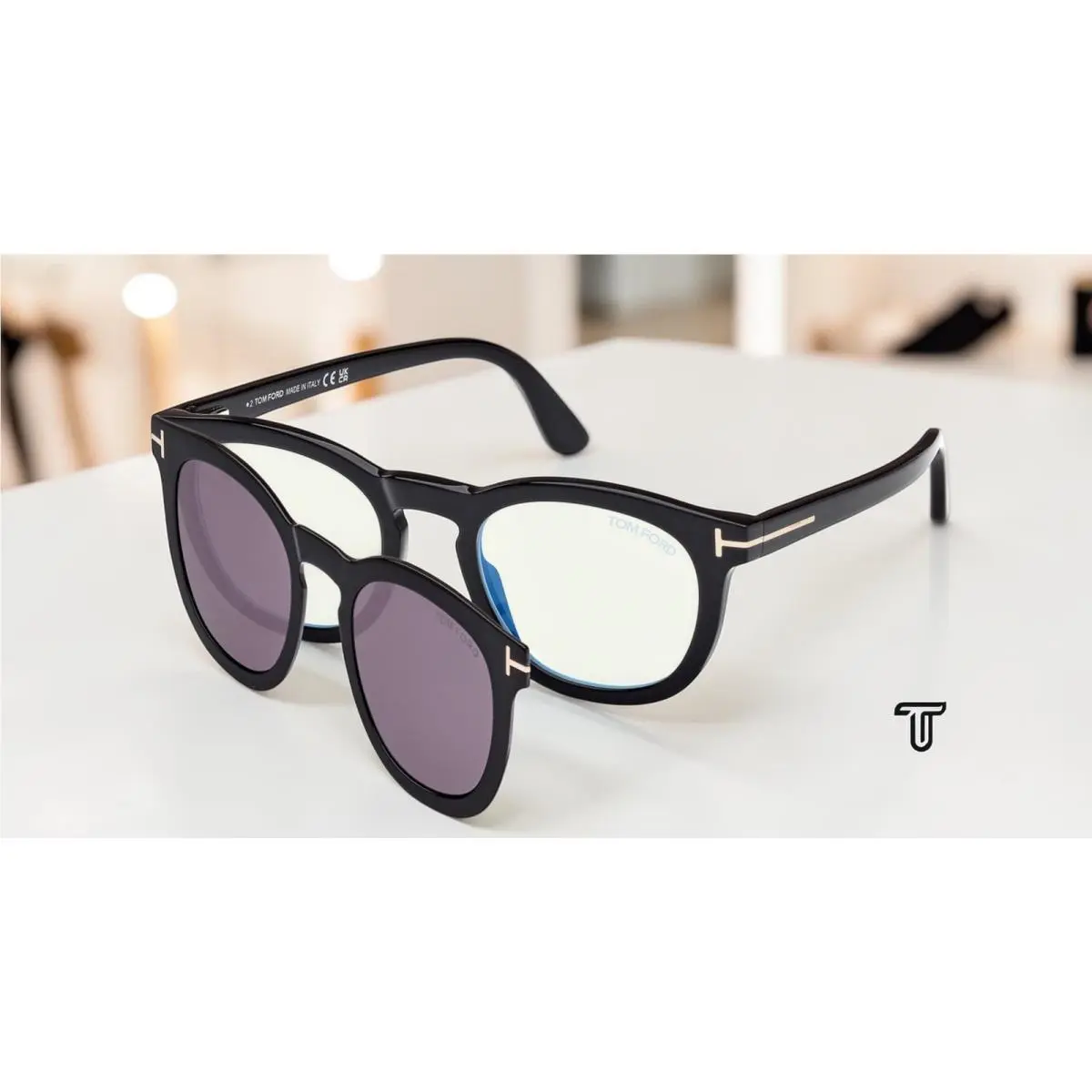 Tom Ford FT5993 B 001 Shiny Black Demo Lens 50 mm Men`s Eyeglasses - Frame: Shiny Black