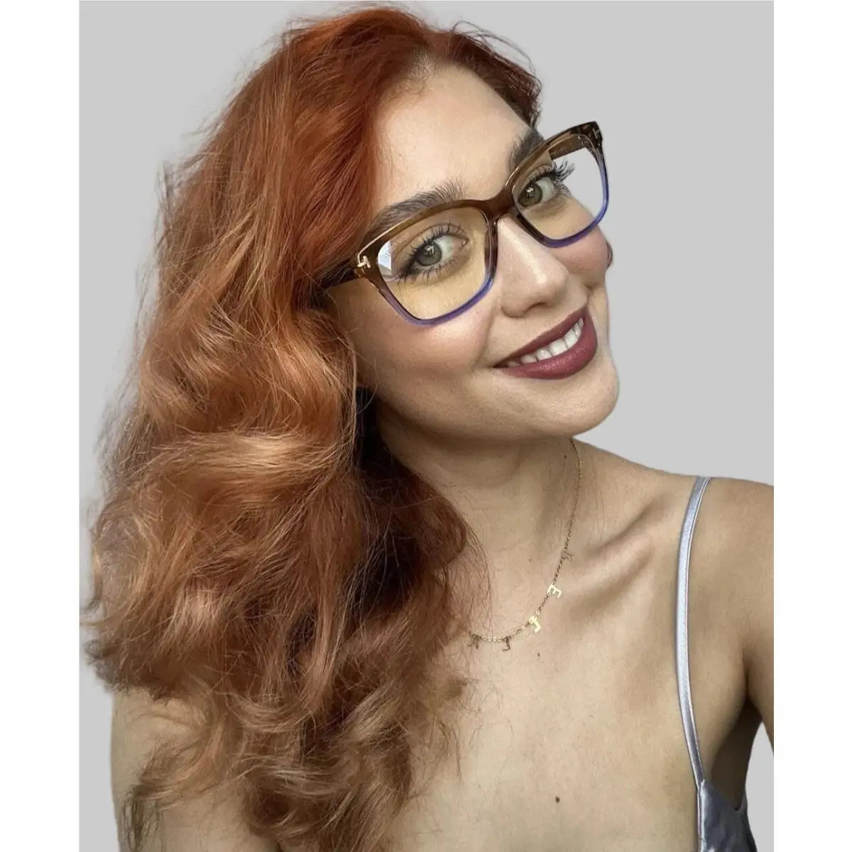 Tom Ford TF 55S9774 56mm Oversized Brown Blue Women`s Eyeglasses Frame