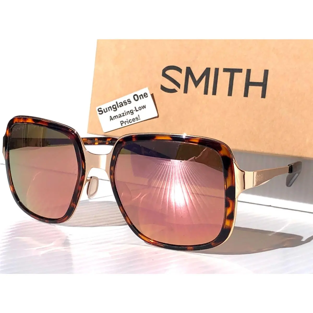 Smith Optics Aveline Gold Tortoise Chromapop Polarized Rose Gold Mirror Sunglass