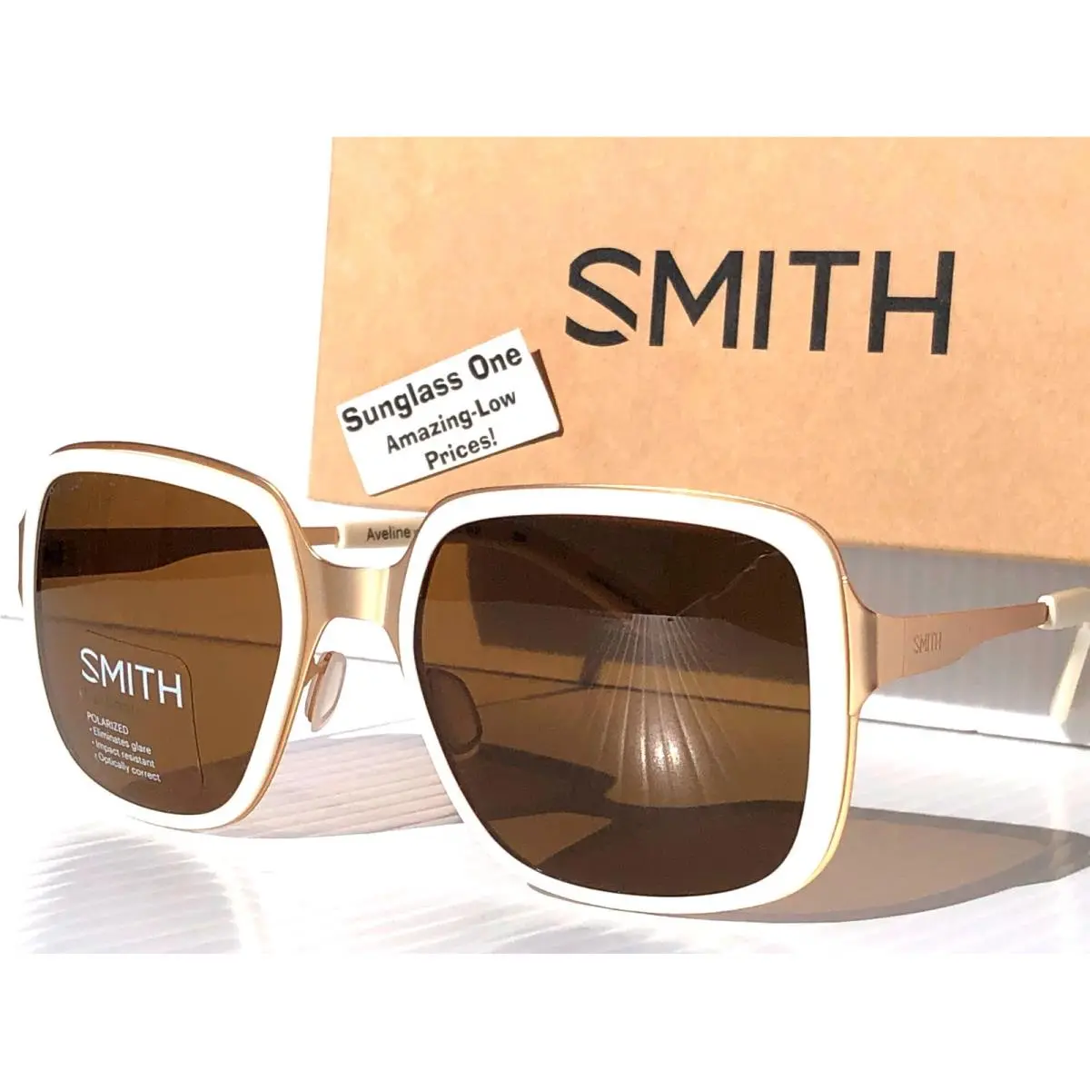 Smith Optics Aveline White Gold Chromapop Polarized Brown Sunglass