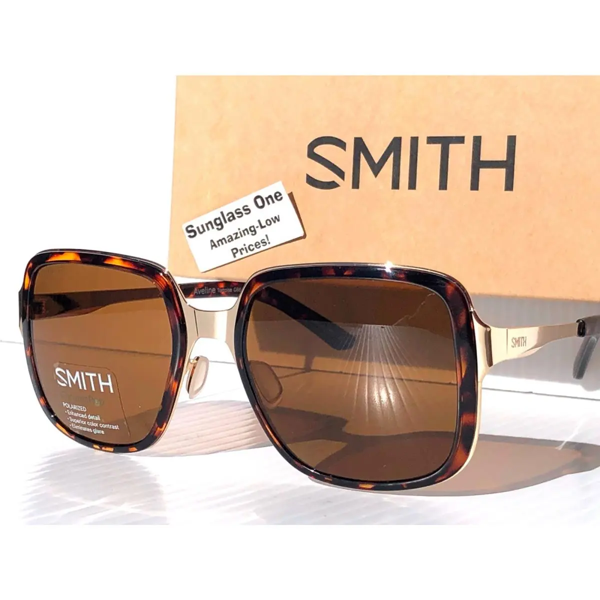 Smith Optics Aveline Gold Tortoise Chromapop Polarized Brown Sunglass