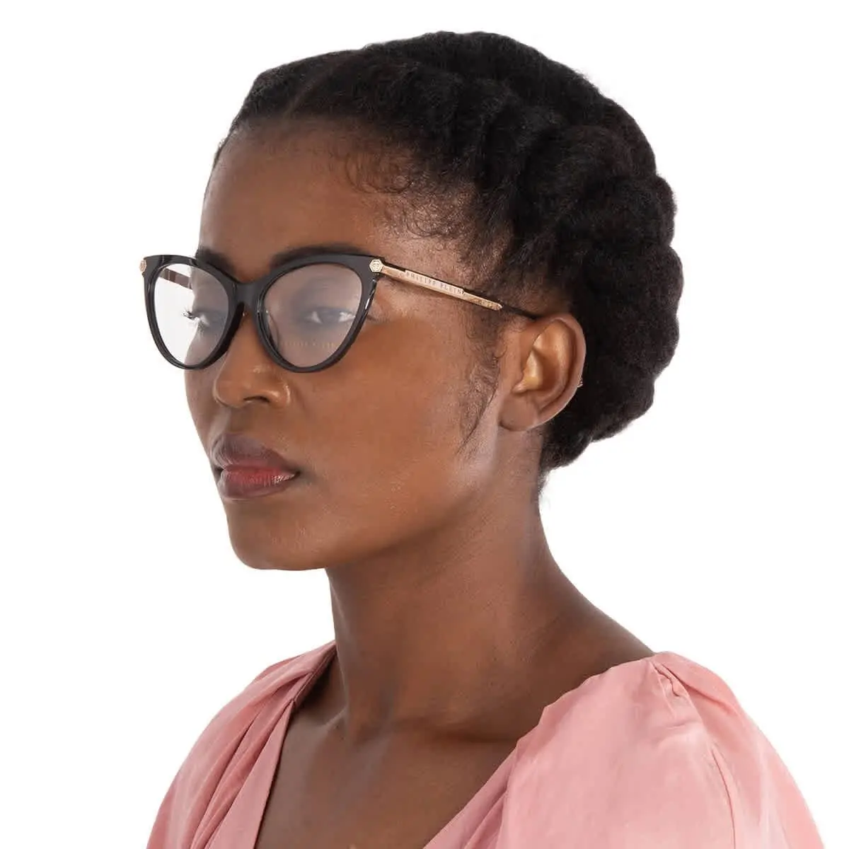 Philipp Plein Demo Cat Eye Ladies Eyeglasses VPP037S 0700 VPP037S 0700