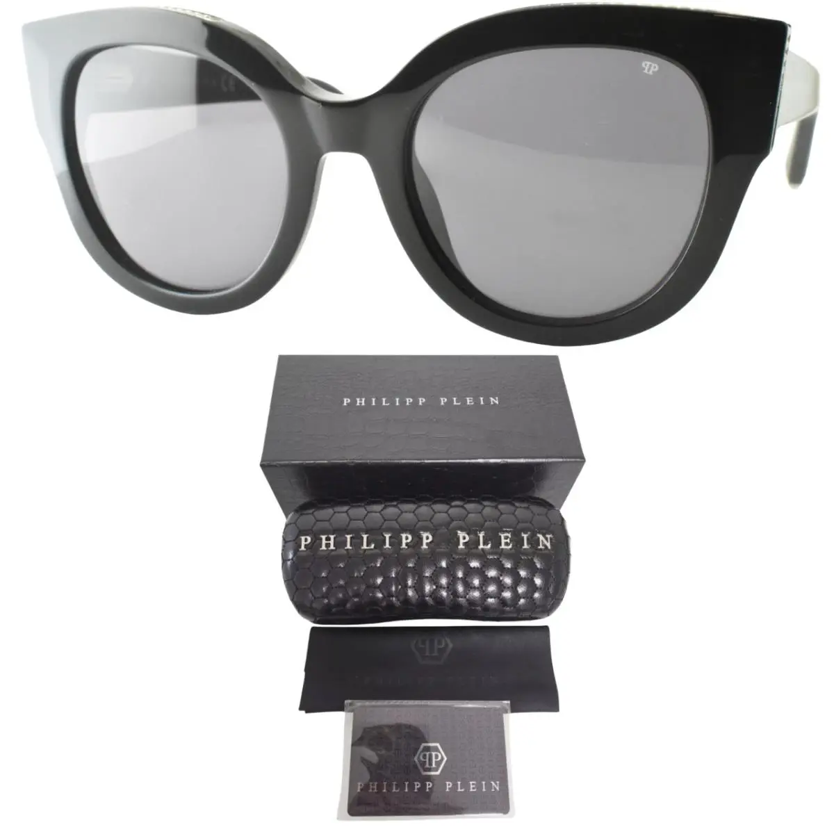 Philipp Plein SPP026S 07000 53-22-140 Black Cat Eye Full Rim Womens Sunglass