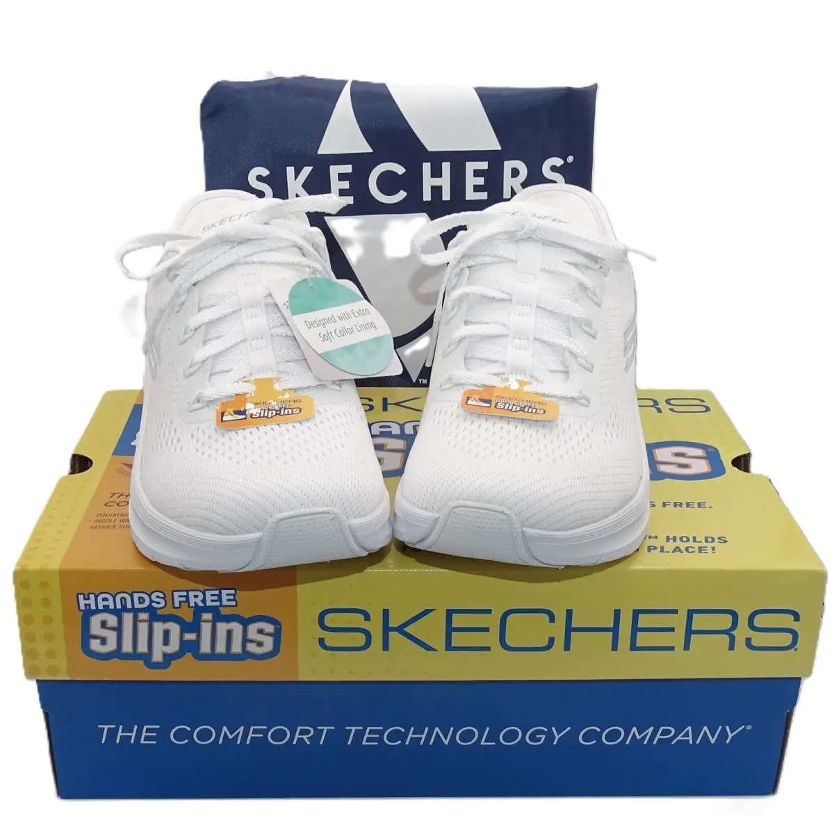 Skechers Womens Arch Fit 2.0 Easy Chic Hands Free Slip-in Sneakers White 8