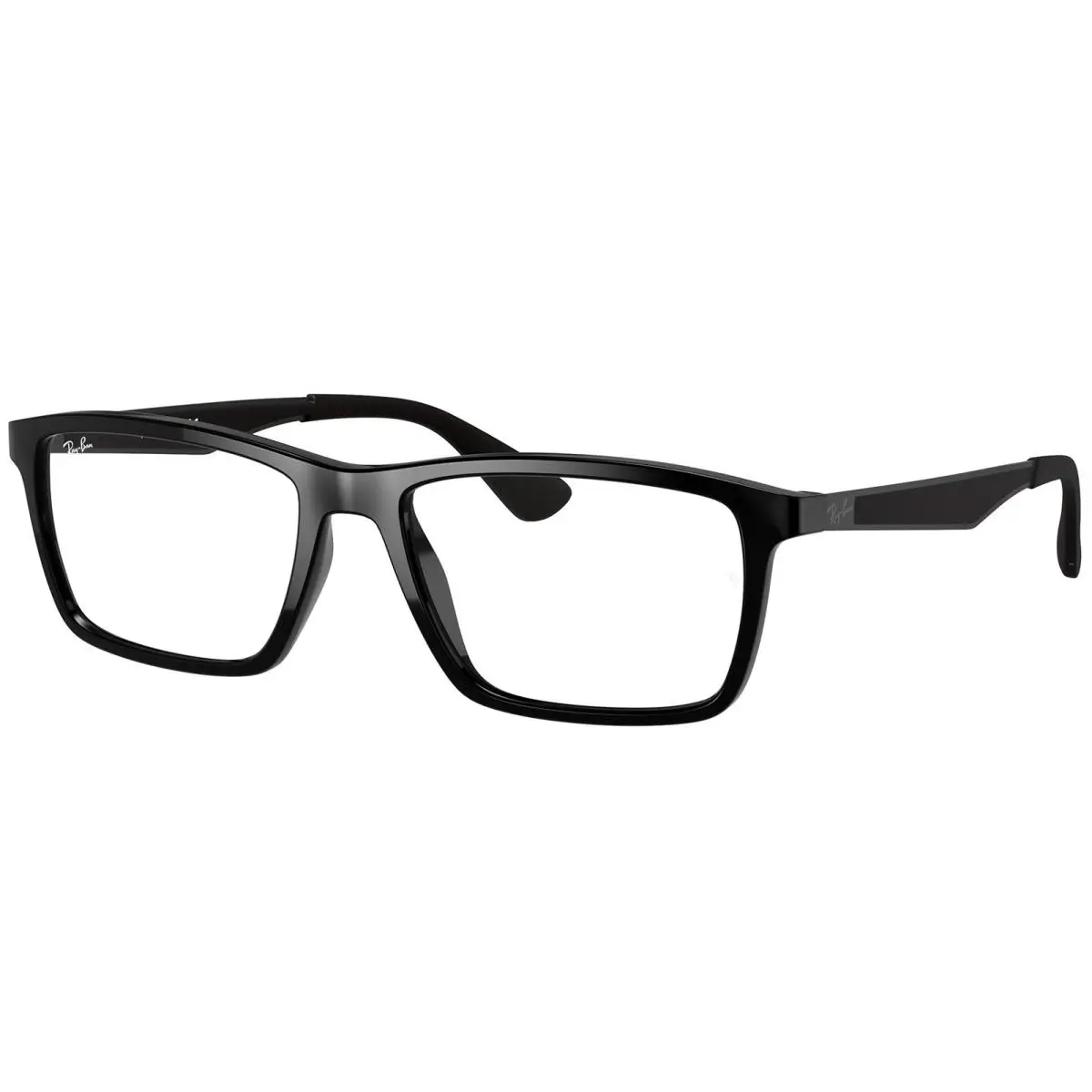 Ray-ban Slim Temple Rectangle Eyeglasses - RX7056 Shiny Black/Clear Demo (2000) by Ray-Ban