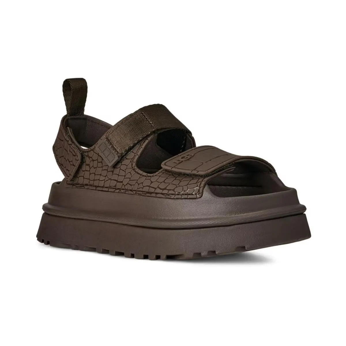 Women`s Ugg Goldenglow Embossed Open Toe Sandals Dense Smoke