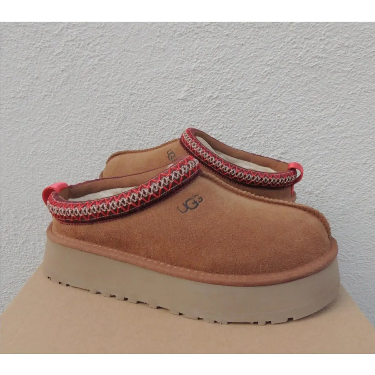Ugg Tazz Chestnut Suede Platform Slippers Shoes Women US 7/ Eur 38
