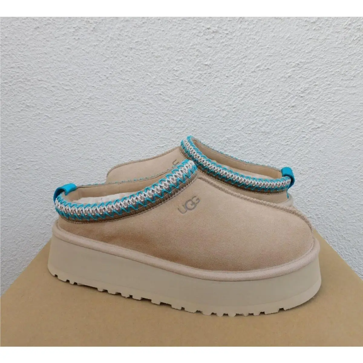 Ugg Tazz Driftwood Suede Platform Slippers Shoes Women US 7/ Eur 38