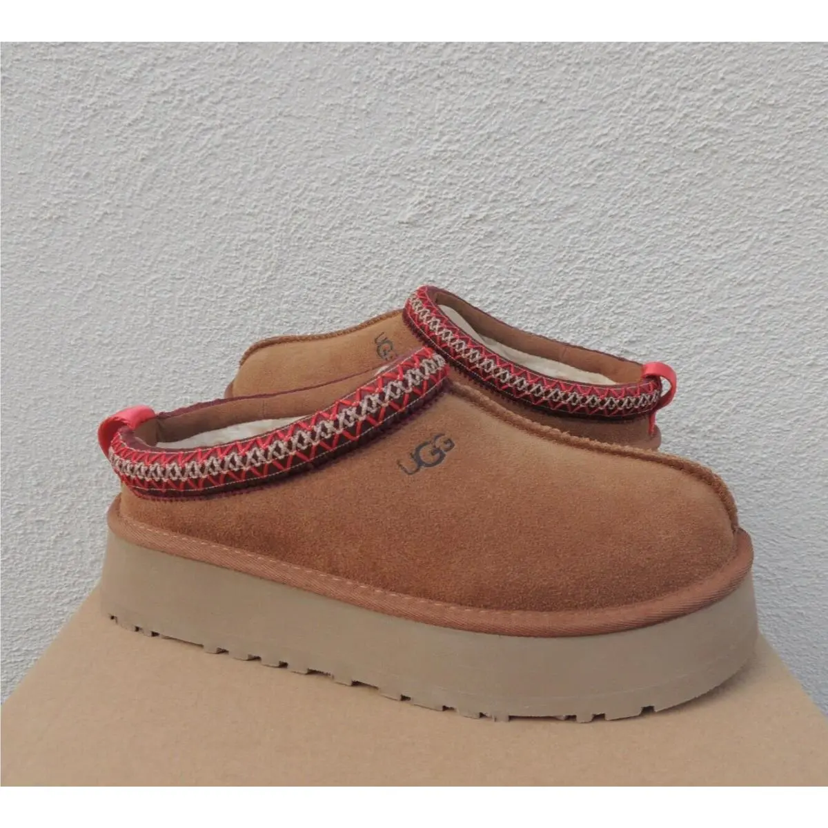 Ugg Tazz Chestnut Suede Platform Slippers Shoes Women US 6/ Eur 37