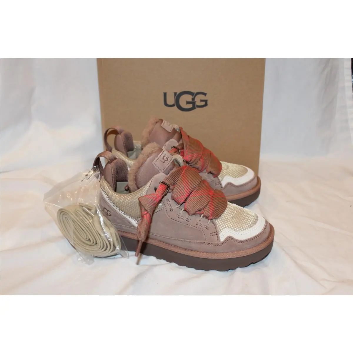 Ugg Women`s Lowmel Suede Mesh Sneakers US 8 EU 39 Ryk Brown
