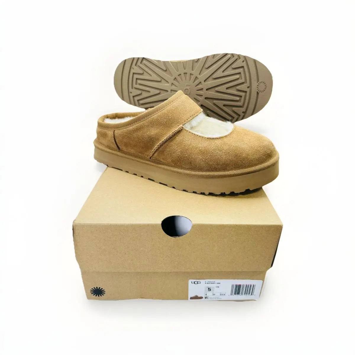 Ugg K Bea Mary Jane Big Girls Size 5 Youth Slipper Slide On Chestnut Brown