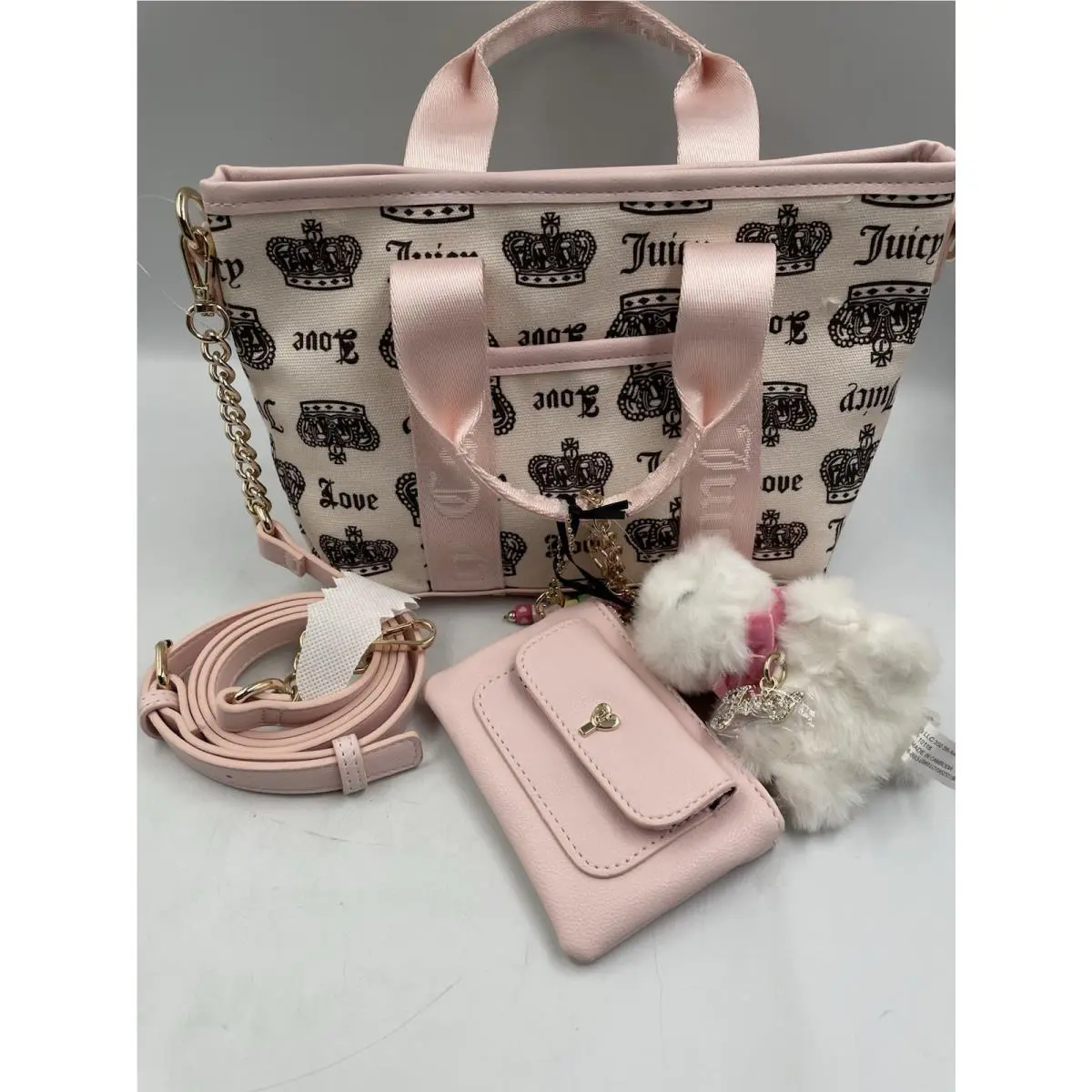 Juicy Couture Juicy Festival Mini Tote Bag Color Soft Pink Cream Chocolate