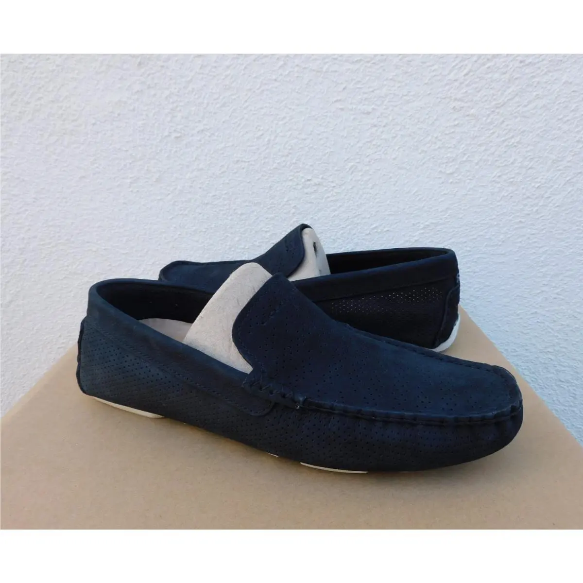Ugg Henrick Perf Black Leather Venetian Driving Loafers Men US 7.5/ Eur 40