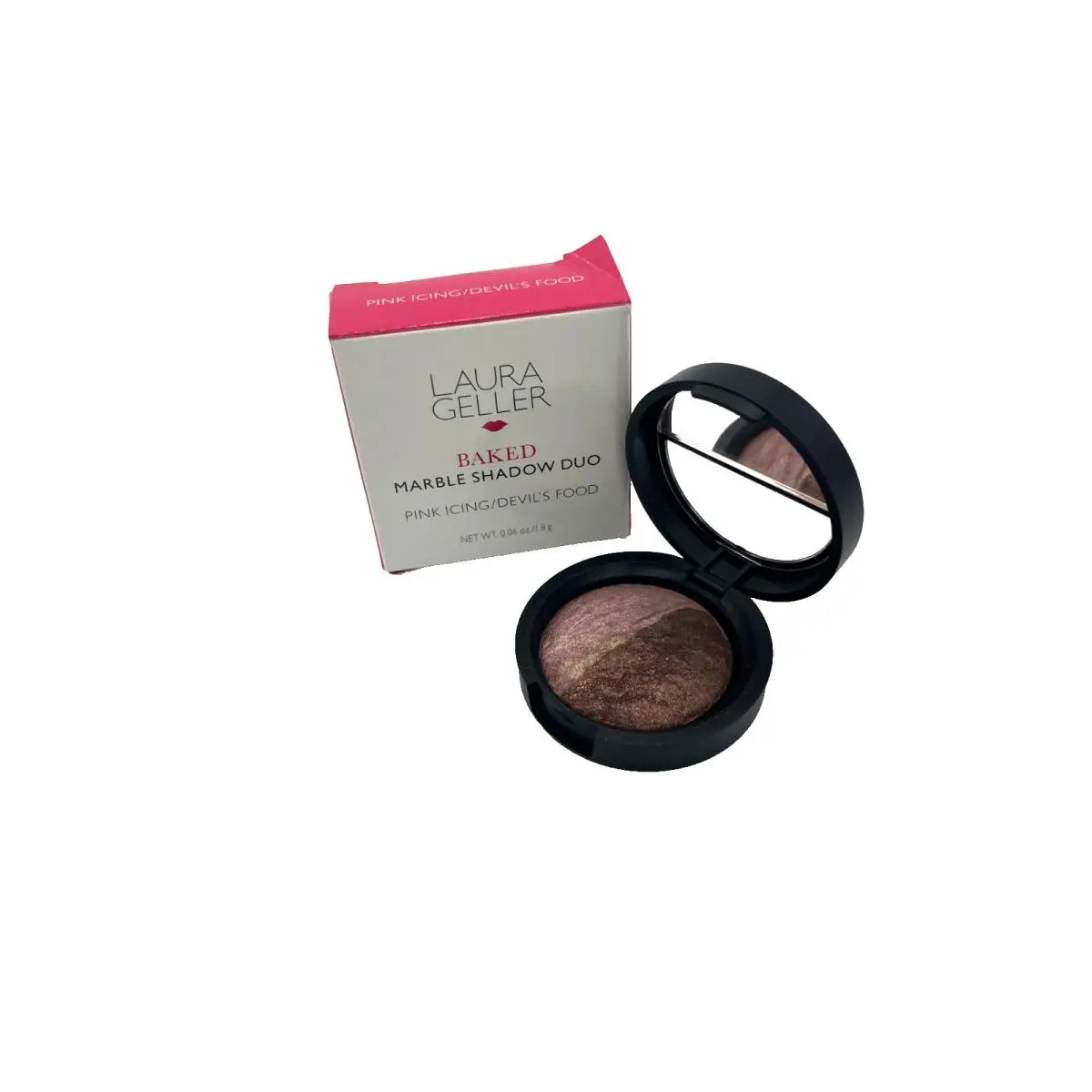 Laura Geller Baked Marble Eye Shadow Duo Pink Icing Devil`s Food 0.06oz / 1.8g
