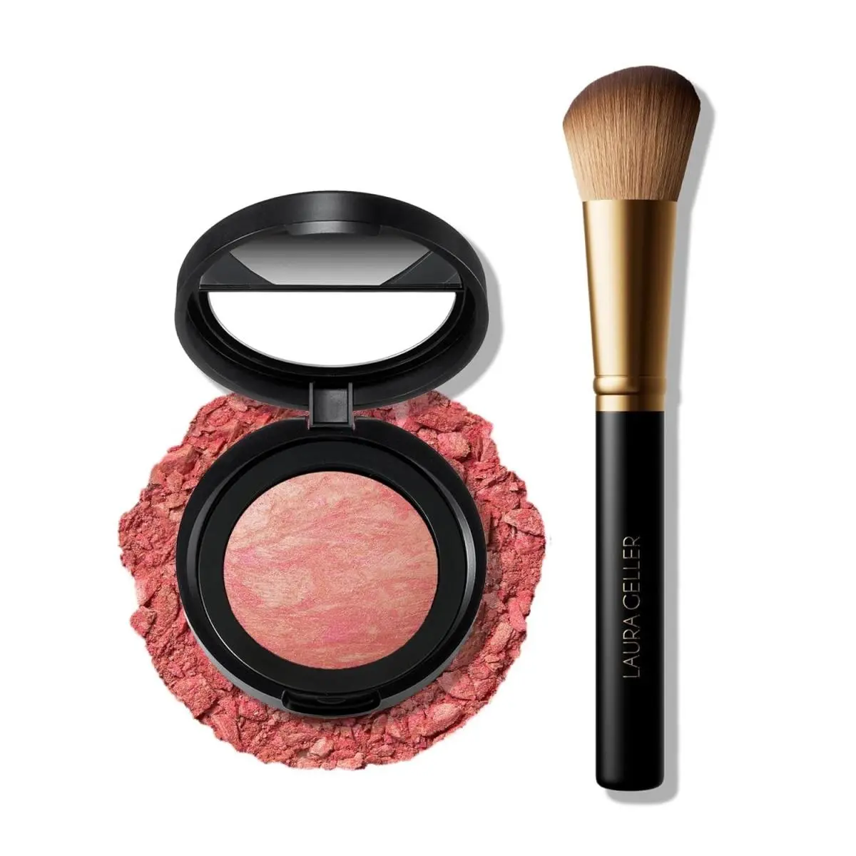 Laura Geller York Baked Blush-n-brighten Marbleized Blush + Angled Brush