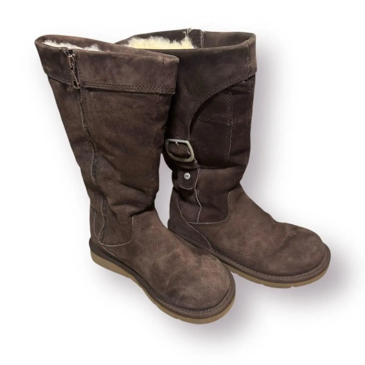 Ugg Women’s Boots Cargo Iii Leather Suede Sheepskin Pockets on Boots Sz 6 Brown