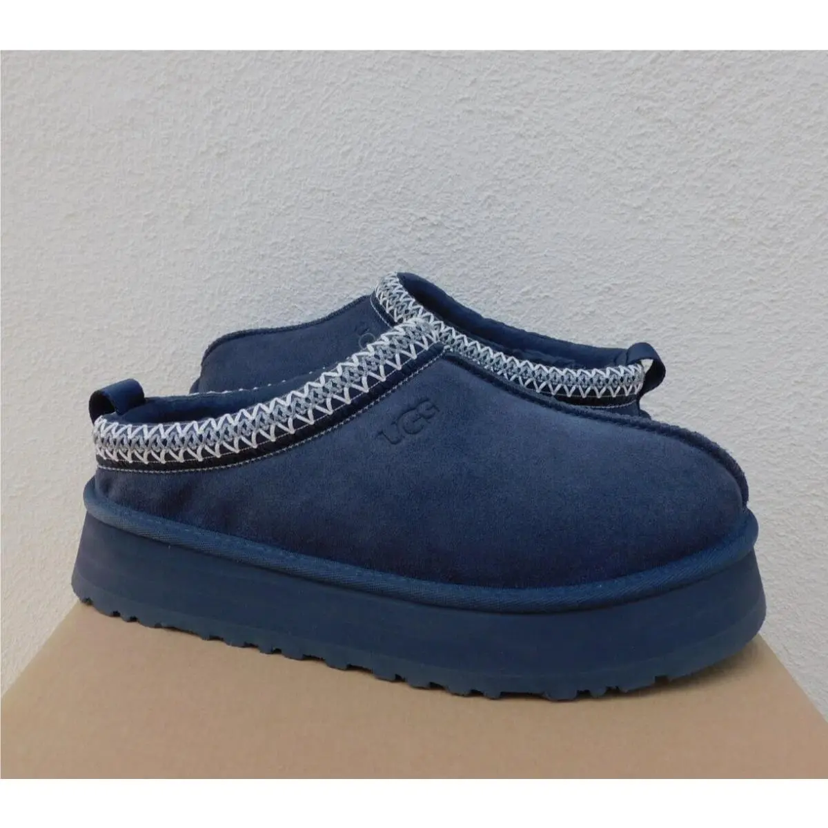 Ugg Tazz Eve Blue Suede Platform Slippers Shoes Women US 10/ Eur 41