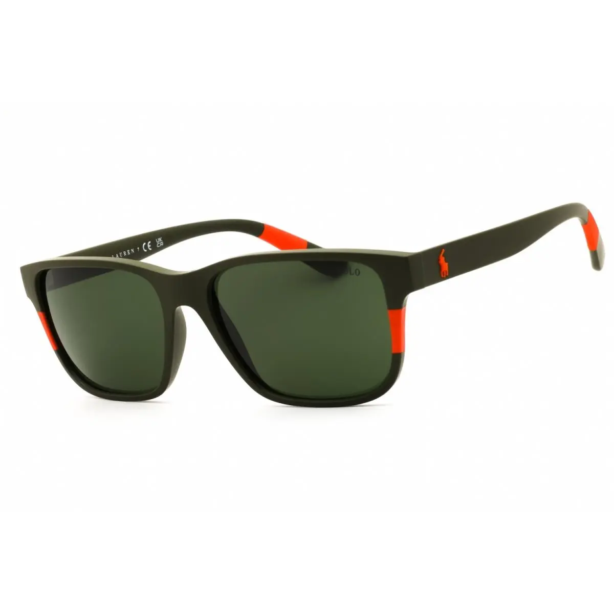 Polo Ralph Lauren PH4137 521671 Sunglasses Matte Green Orange Frame Green