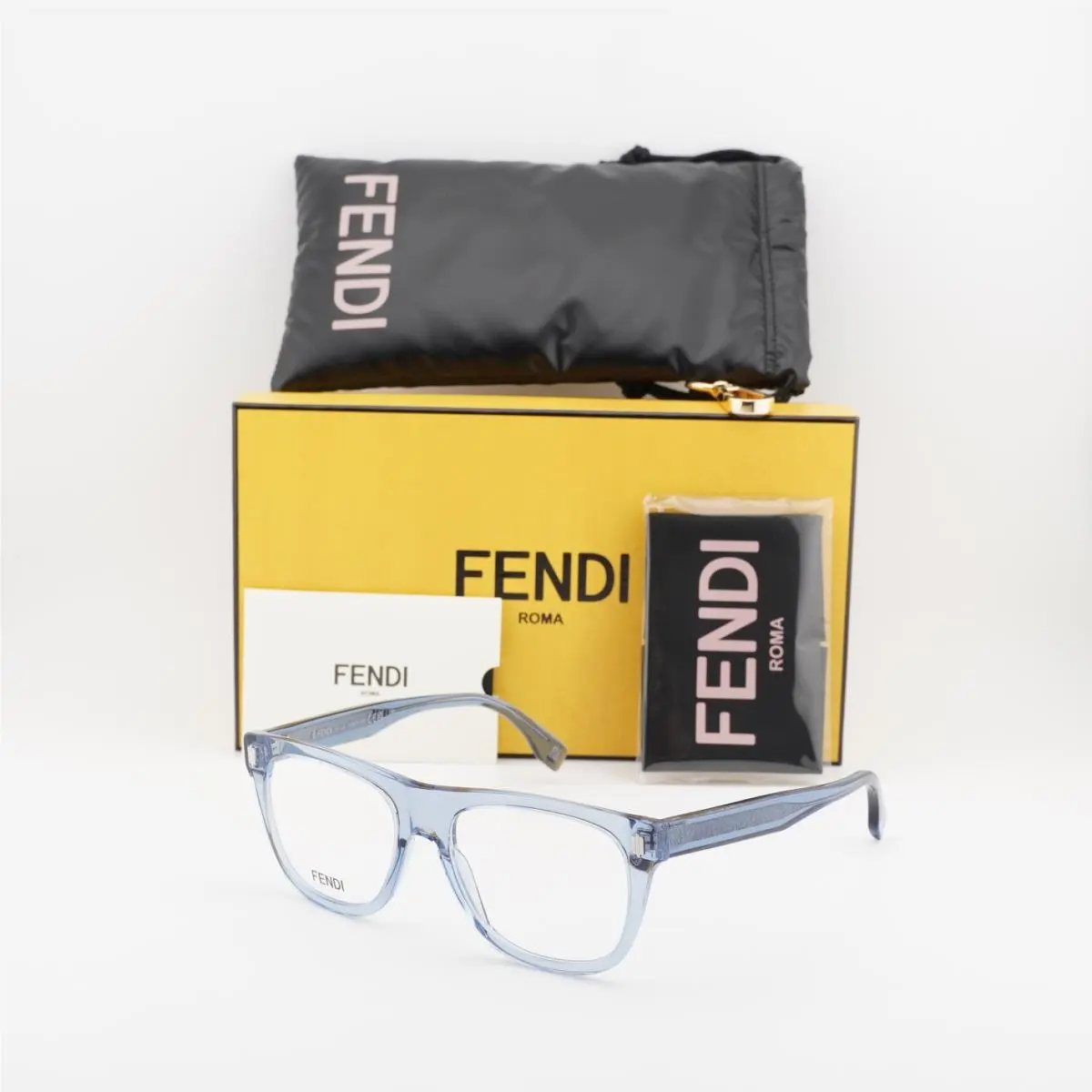 FE50070I 090 Shiny Blue 54mm Eyeglasses by Fendi