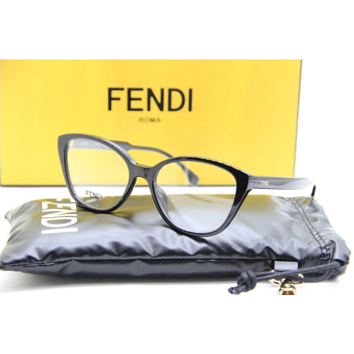 Fendi FE 50014I 001 Black Eyeglasses W Case 53-16