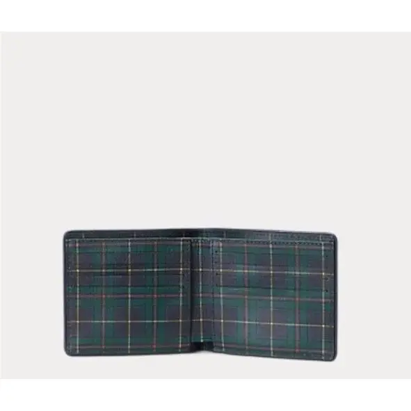 Polo Ralph Lauren Wallet Bifold Canvas and Leather Tartan Inside