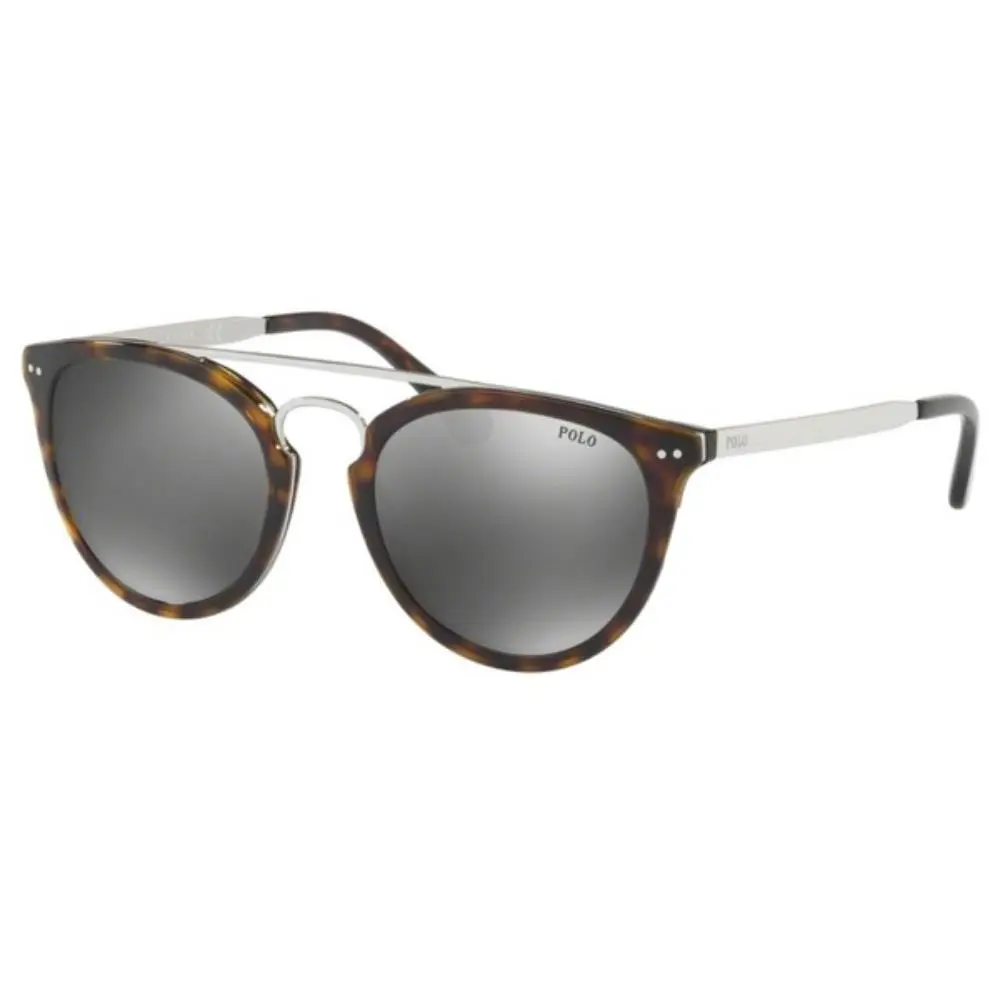 Men`s Polo Ralph Lauren Brown Silver Aviator Sunglasses 51mm PH-4121