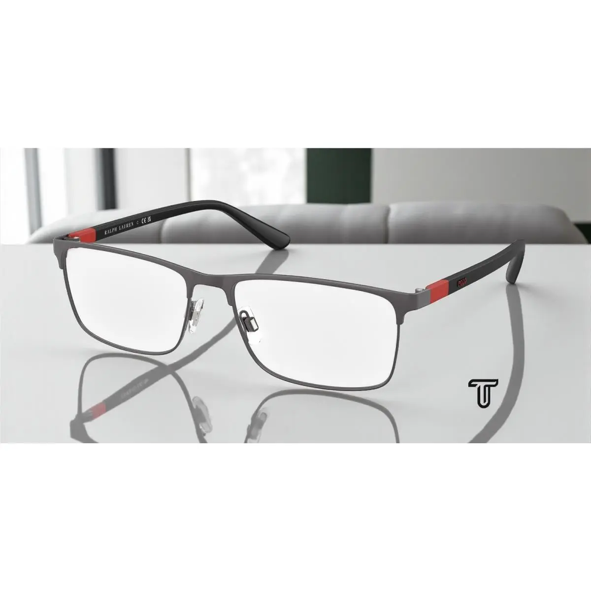 Ralph Lauren Polo PH1190 9157 Rectangle Matte Dark Gunmetal Demo Lens 56 mm Men`s Eyeglasses