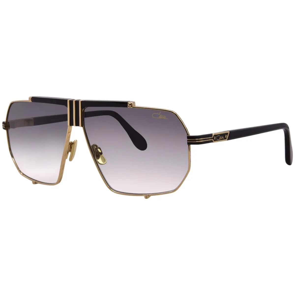 Cazal 996 001 Sunglasses Black/gold/grey Gradient Lenses Pilot Style 64mm