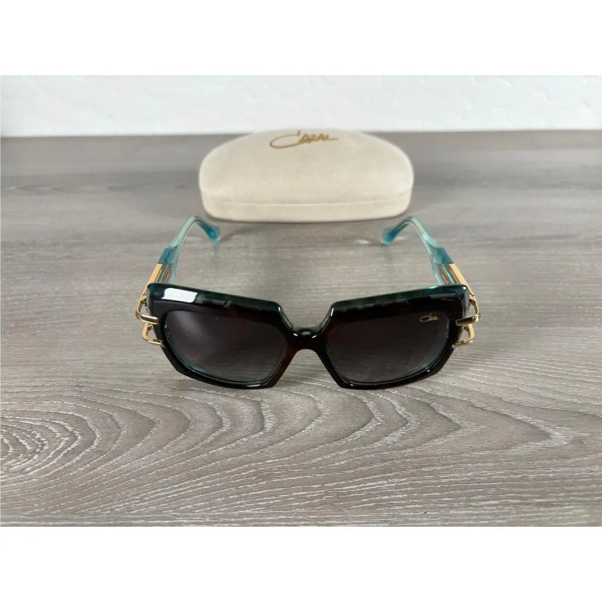 Cazal Current 8508-C002- 54 15 135 Havana Blue Gold Sunglasses- w/ Case