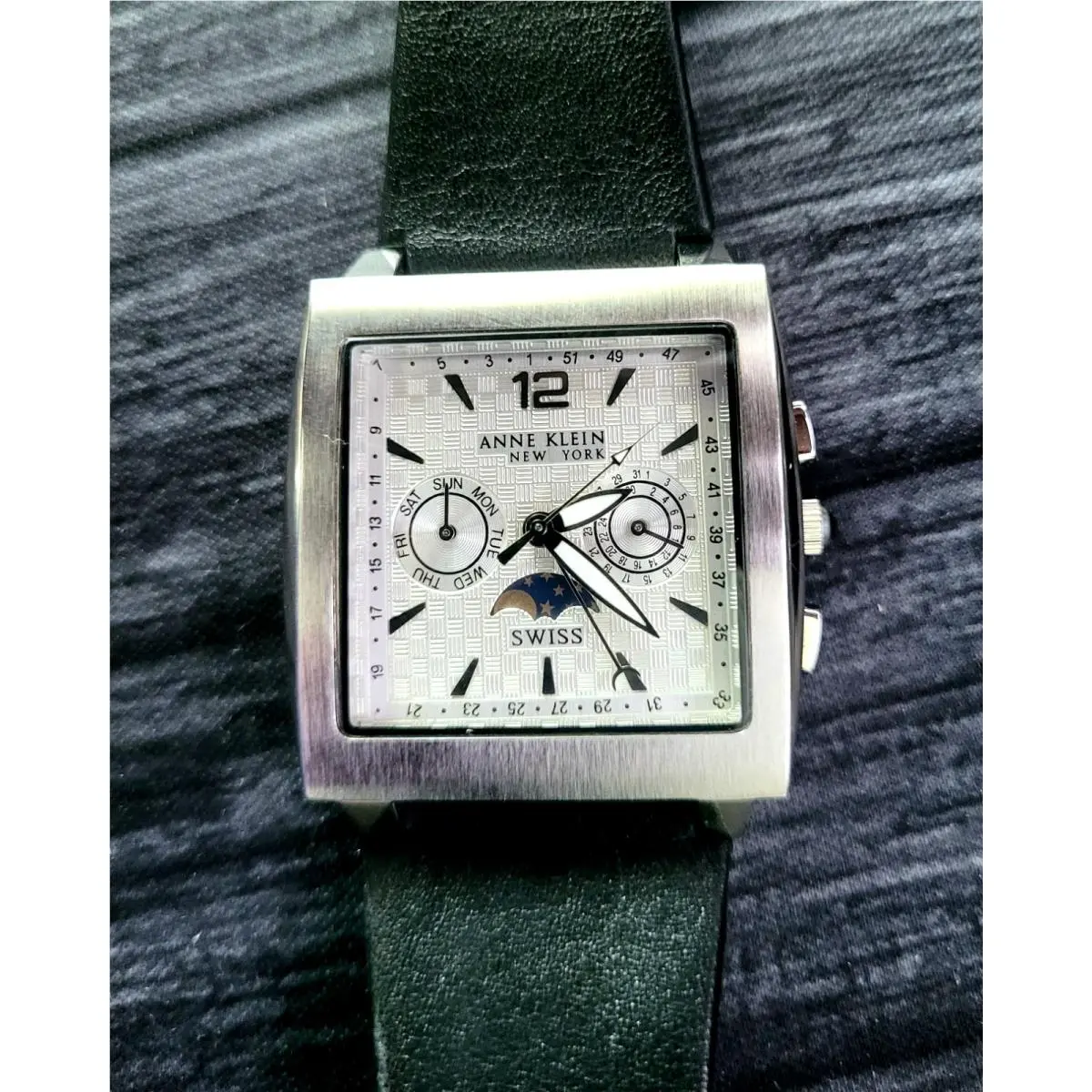 Anne Klein 12/1051 766BS Moon Phase Day Date Mens Watch