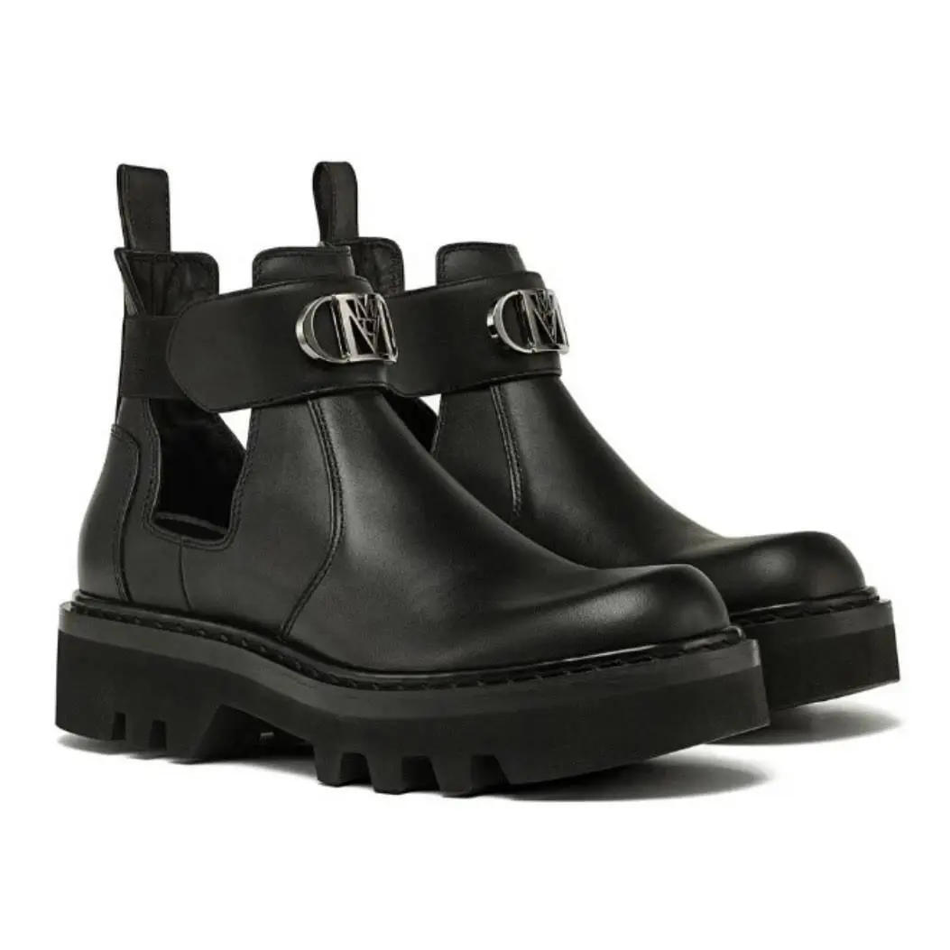 Mcm Travia Black Italy Leather Cutout Ankle Boot Women`s EU 38/US 8