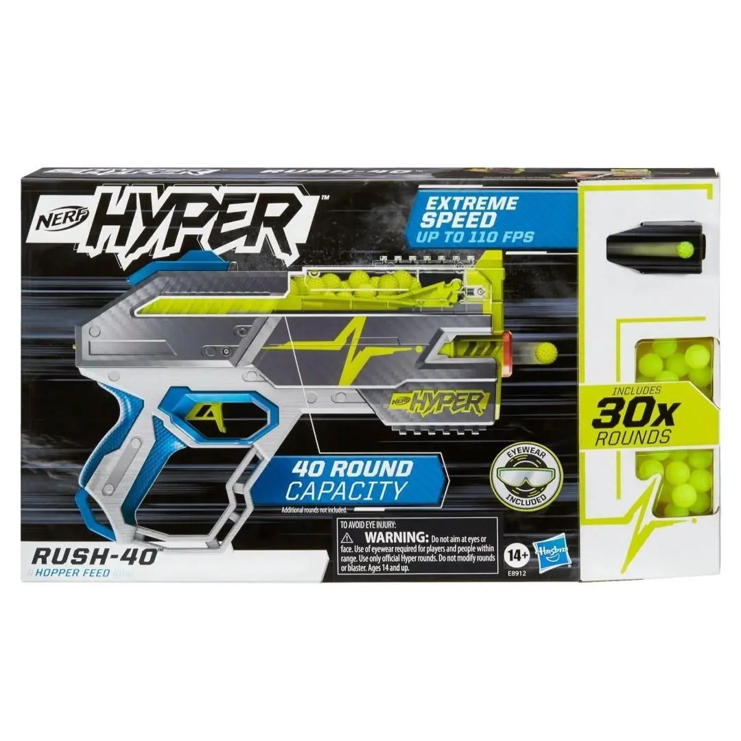 Nerf Hyper Rush-40 Pump-action Blaster and 30 Nerf Hyper Rounds