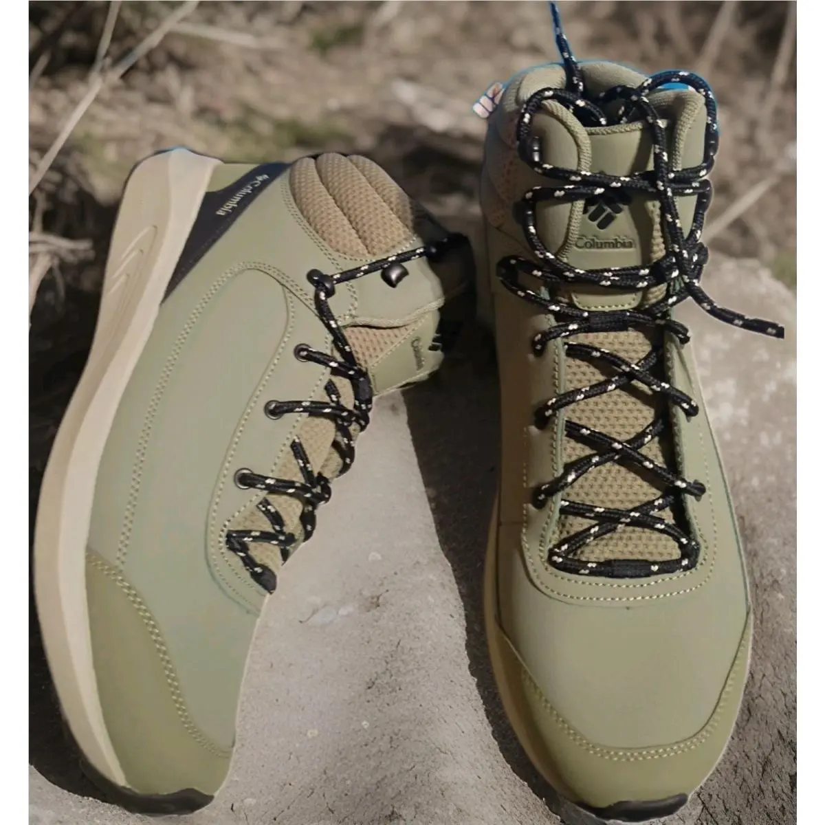 Mens Columbia Sunset Trail FS Mid Hiking Boots Trail Shoes Green Sz 13 Tech Lite