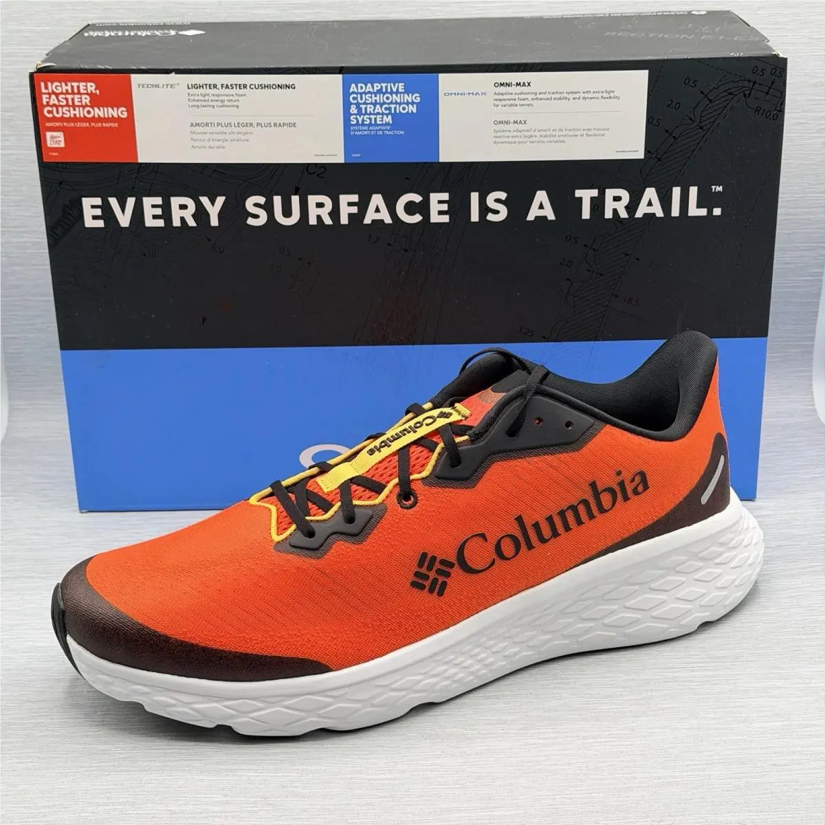 Columbia Men`s 15 Sneakers Running Trail Konos Omni Max Red Black Lightweight