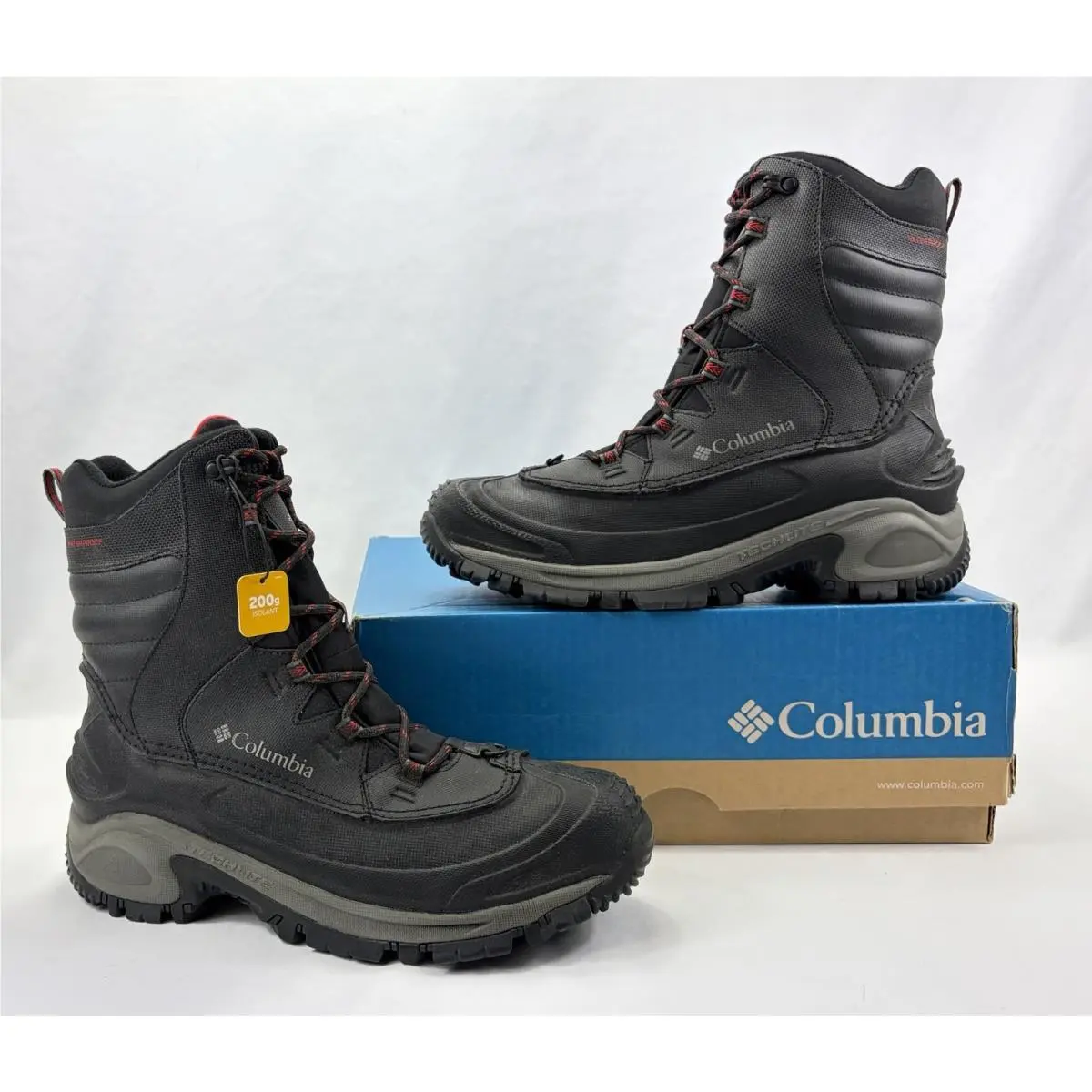 Columbia Bugaboot Iii 200g Waterproof Snow Boots/shoes Black/red Men`s 10.5