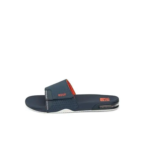 Fanning Slide Men`s Bottle Opener Sandal Arch Support Durable Navy/Orange/White by Reef