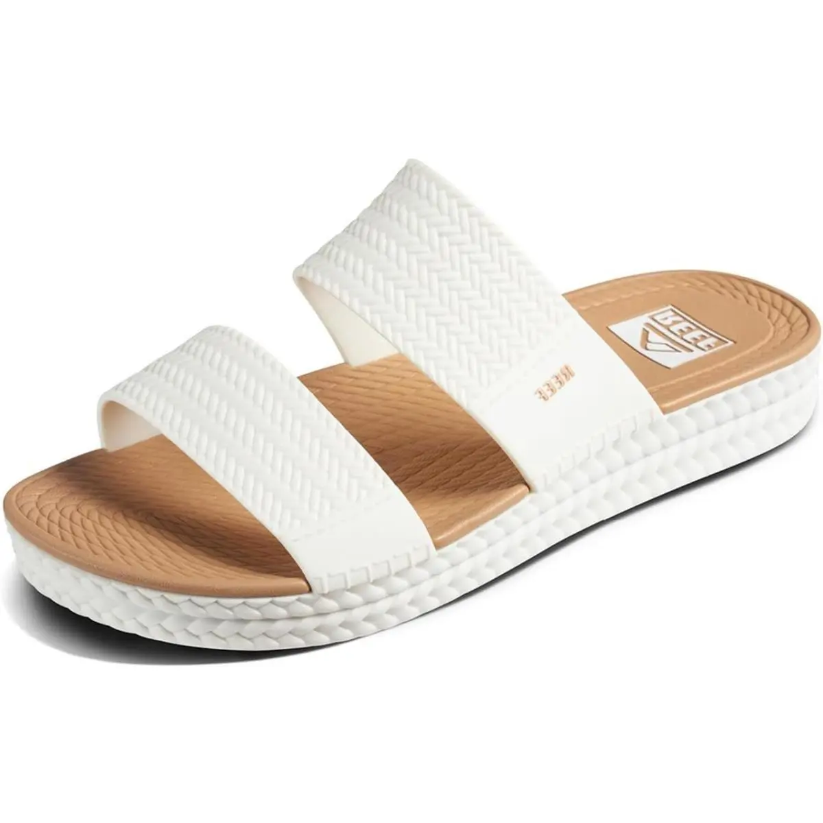 Reef Women`s Water Vista Slide Platform Slides - White/Tan