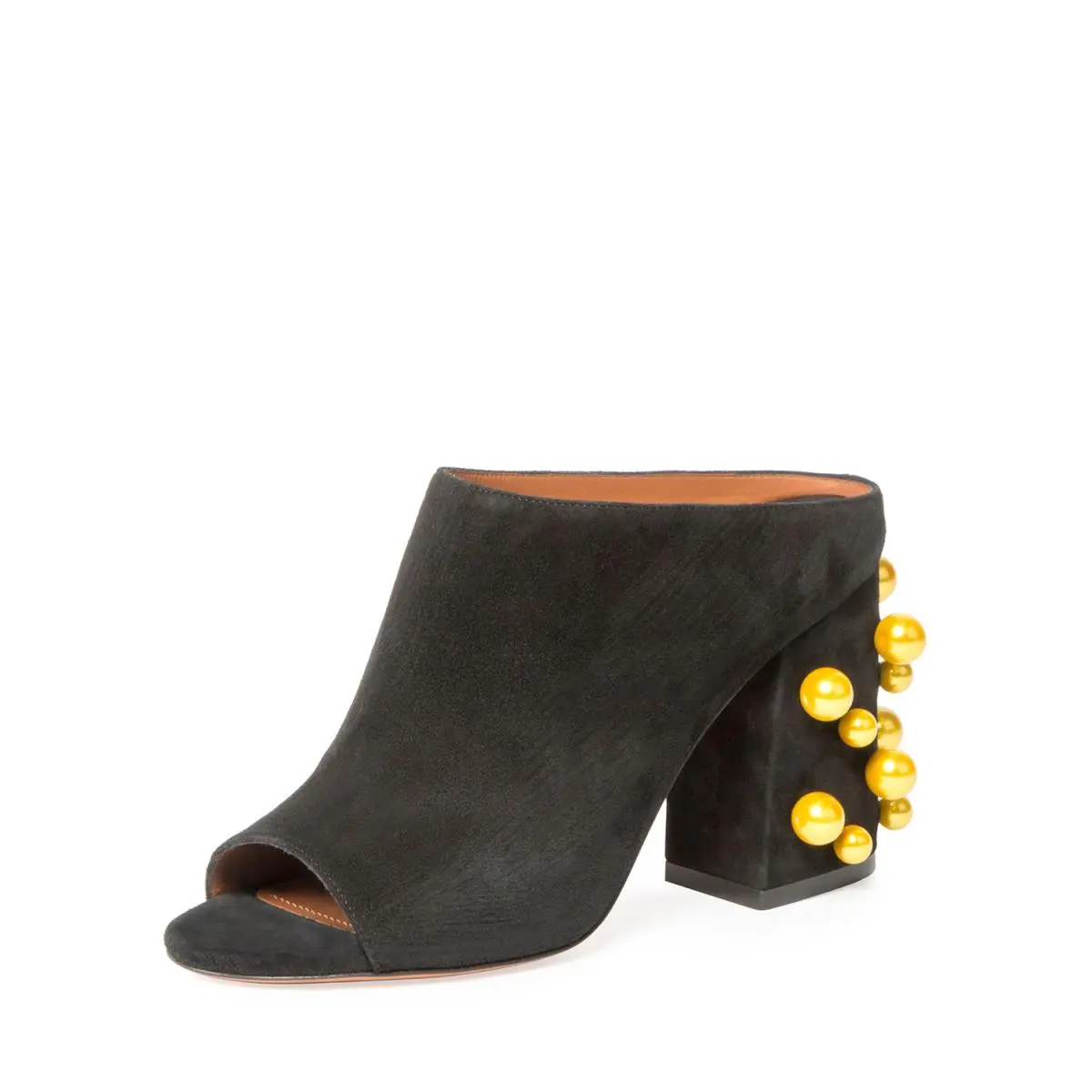 Givenchy Paris Pearly-stud 90mm Mule Sandal Black/yellow 36.5 Msrp: