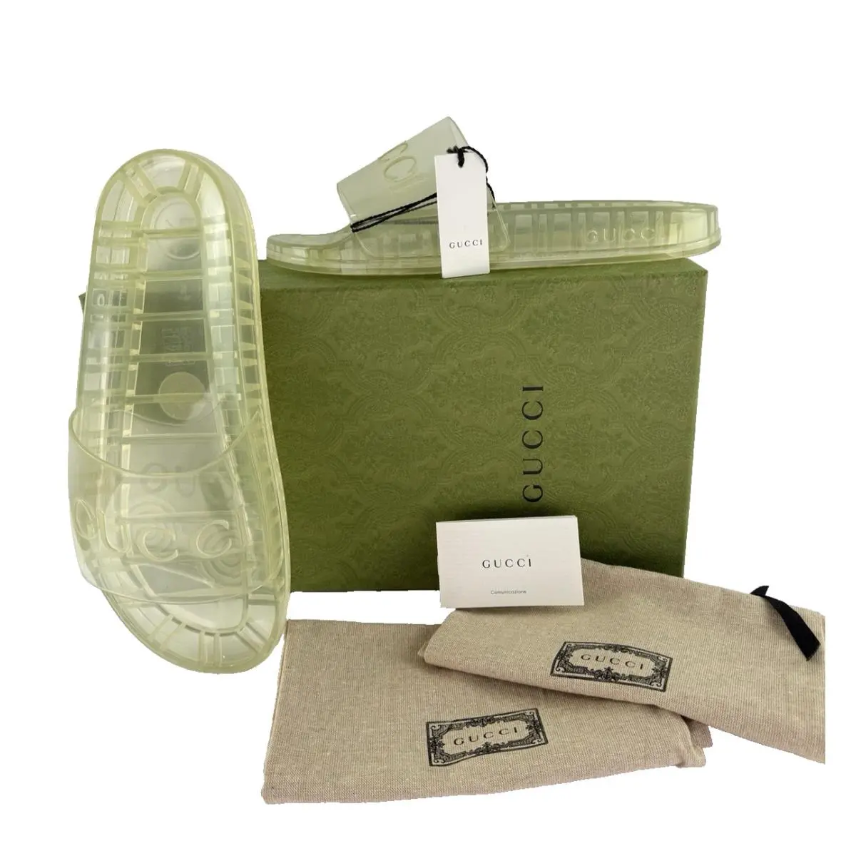 Men 11.5 US 11 UK 45 EU Rubber Transparent Slides Shoes Bag by Gucci
