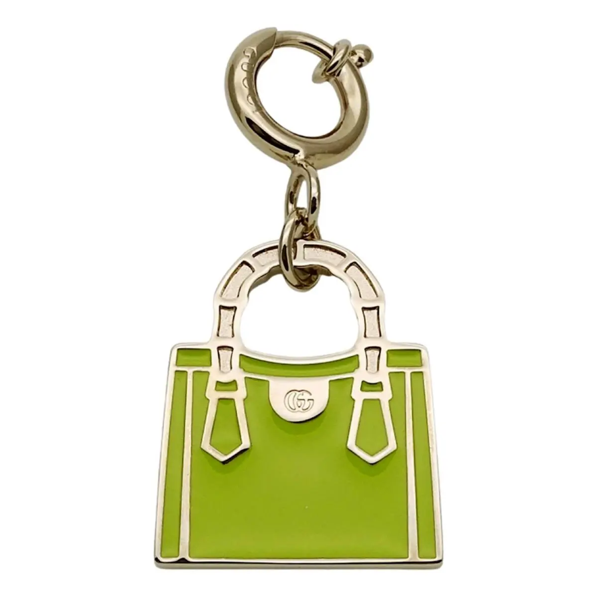 Gucci Bamboo Diana Metal Green Enamel Keychain Bag Charm