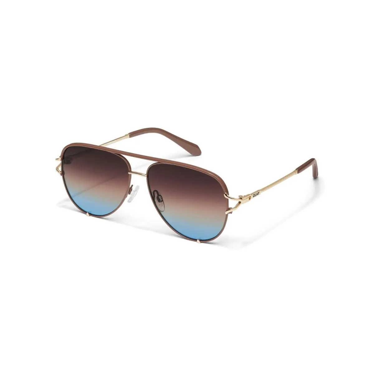 Quay Australia High Key Twist Sunglasses Brown Frame Blue Brown Lens