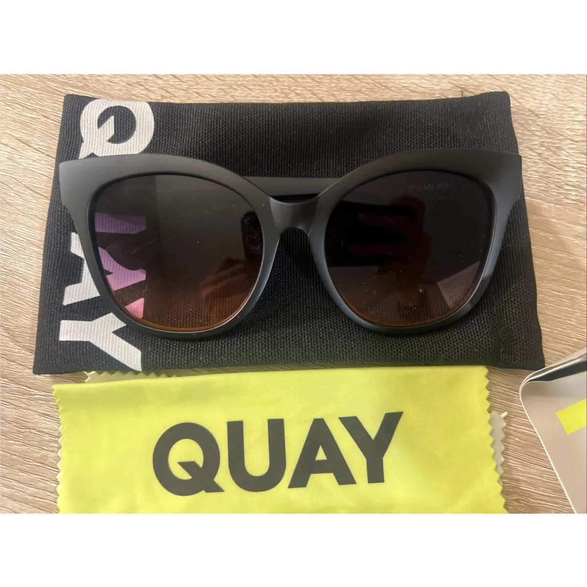 Quay Women`s Its MY Way Matte Black/black Pink Fade Lenses Sunglasses