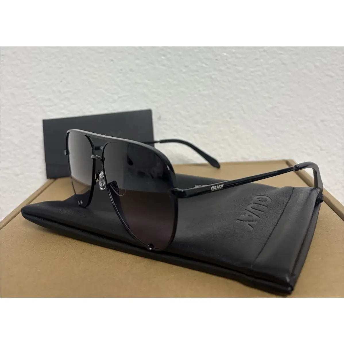 Quay Women’s High Key Extra Large Sunglasses Color Black Frame/black Purple Lens