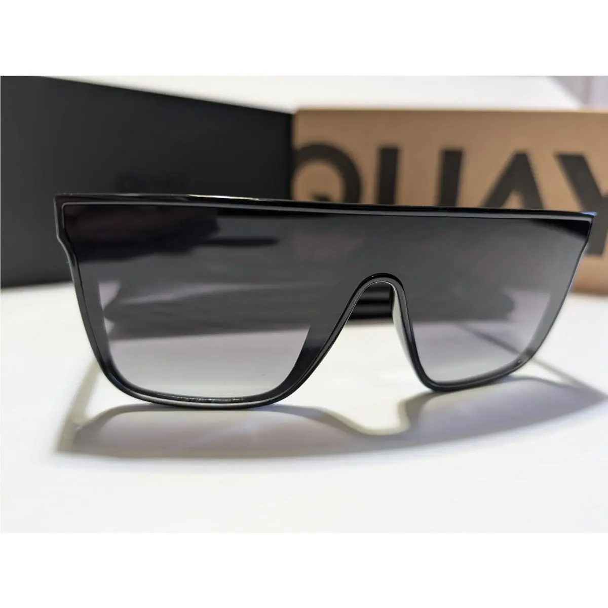 Quay Australia Nightfall Curve Shield Sunglasses 50MM Black Smoke